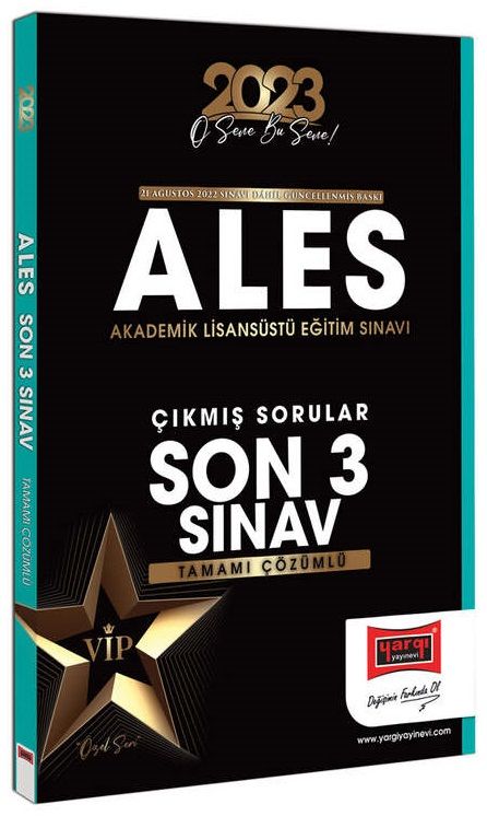 Yargı 2023 ALES VIP Çıkmış Sorular Son 3 Sınav Çözümlü Yargı Yayınları