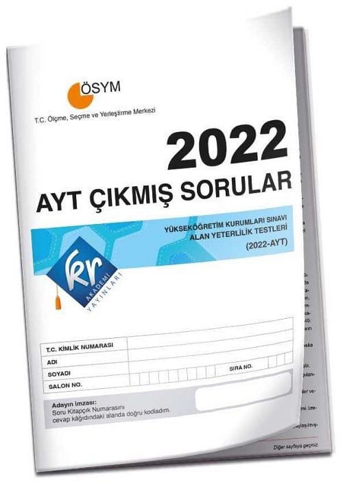 KR Akademi 2022 YKS AYT Tıpkı Basım Çıkmış Sorular KR Akademi Yayınları