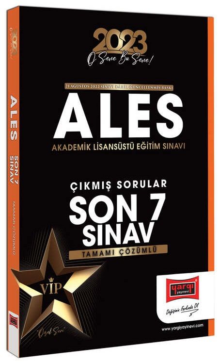 Yargı 2023 ALES VIP Çıkmış Sorular Son 7 Sınav Çözümlü Yargı Yayınları