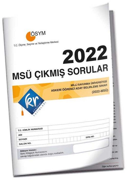 KR Akademi 2022 MSÜ Tıpkı Basım Çıkmış Sorular KR Akademi Yayınları