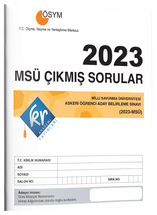 KR Akademi 2023 MSÜ Tıpkı Basım Çıkmış Sorular KR Akademi Yayınları