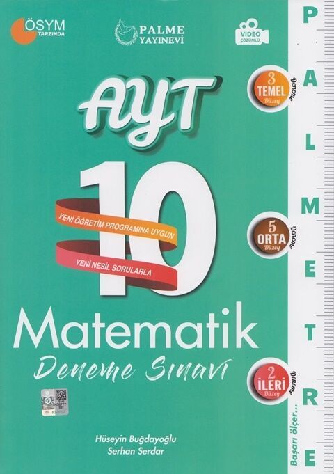 Palme YKS AYT Matematik Palmetre 10 Deneme Sınavı Video Çözümlü Palme Yayınları