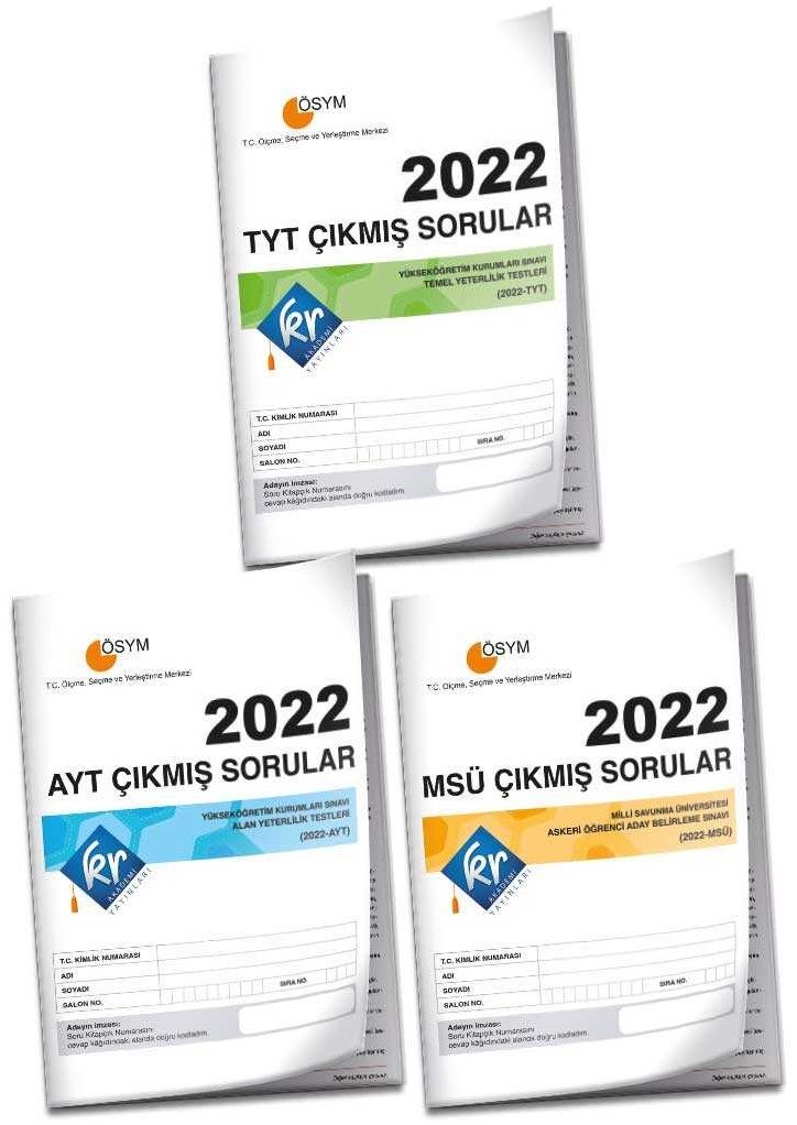 KR Akademi 2022 YKS TYT AYT MSÜ Tıpkı Basım Çıkmış Sorular 3 lü Set KR Akademi Yayınları