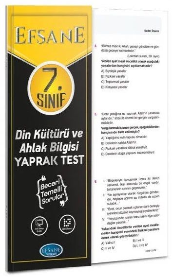 Efsane Yayınları 7. Sınıf Din Kültürü ve Ahlak Bilgisi Yaprak Test Efsane Yayınları