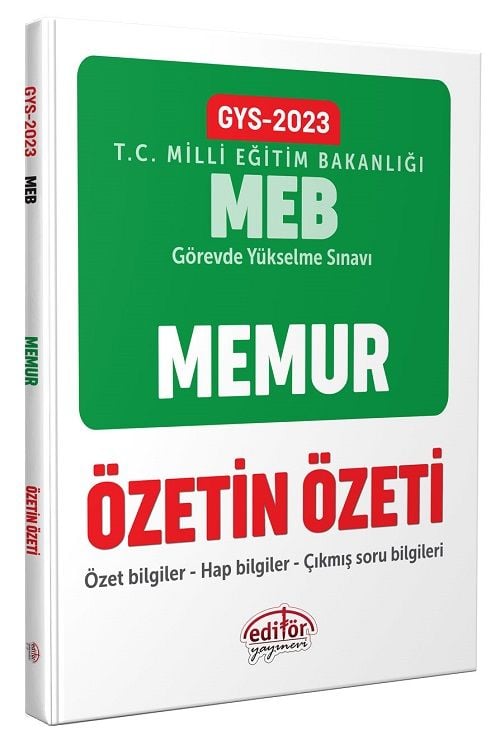 Editör 2023 GYS MEB Milli Eğitim Bakanlığı Memur Özetin Özeti Hap Bilgiler Çıkmış Sorular Görevde Yükselme Editör Yayınları