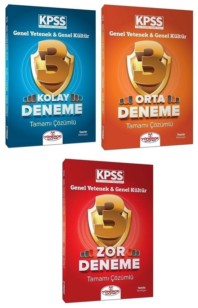 Yönerge KPSS Genel Yetenek Genel Kültür Kolay+Orta+Zor 9 Deneme 3 lü Set Yönerge Yayınları