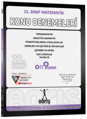 Barış 11. Sınıf Matematik Trigonometri, Analitik Geometri, Fonksiyonlarda Uygulamalar, Denklem ve Eşitsizlik Sistemi, Çember ve Daire, Katı Cisimler Olasılık Konu Denemeleri Barış Yayınları