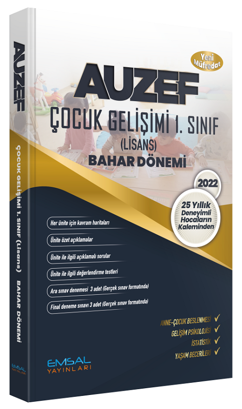 Emsal Açıköğretim AUZEF 1. Sınıf Bahar Çocuk Gelişimi Konu Anlatımlı Soru Bankası Emsal Yayınları