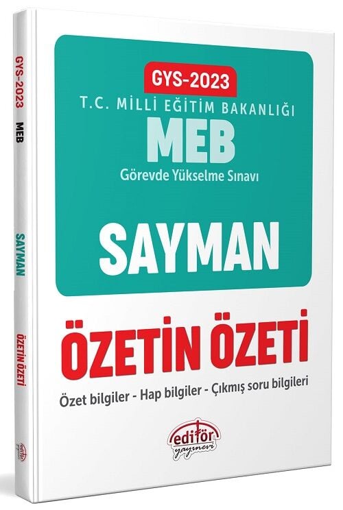 Editör 2023 GYS MEB Milli Eğitim Bakanlığı Sayman Özetin Özeti Hap Bilgiler Çıkmış Sorular Görevde Yükselme Editör Yayınları