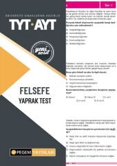 Pegem YKS TYT AYT Felsefe Yaprak Test Pegem Akademi Yayınları