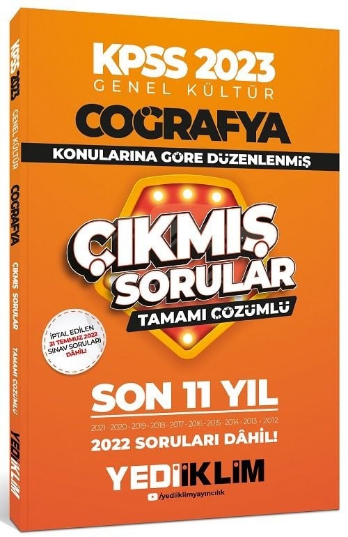 Yediiklim 2023 KPSS Coğrafya Konularına Göre Son 11 Yıl Çıkmış Sorular Çözümlü Yediiklim Yayınları