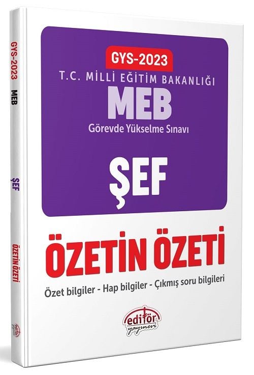 Editör 2023 GYS MEB Milli Eğitim Bakanlığı Şef Özetin Özeti Hap Bilgiler Çıkmış Sorular Görevde Yükselme Editör Yayınları