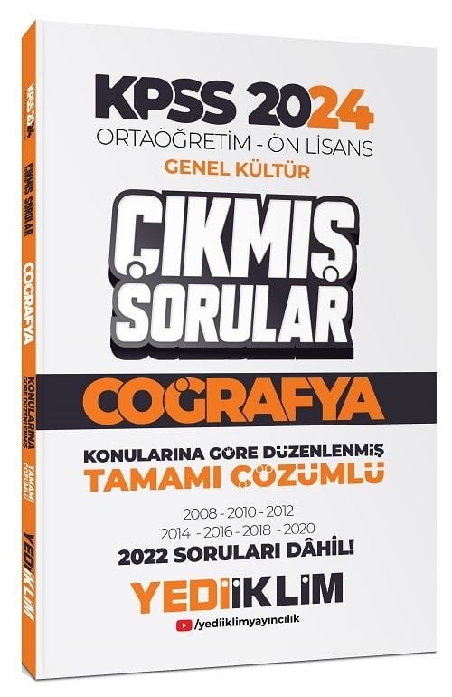 Yediiklim 2024 KPSS Lise Ortaöğretim Ön Lisans Coğrafya Çıkmış Sorular Konularına Göre Çözümlü Yediiklim Yayınları