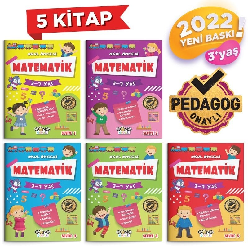 Gong Çocuk Okul Öncesi Matematik 3-7 Yaş 5 Kitap Set Gong Çocuk