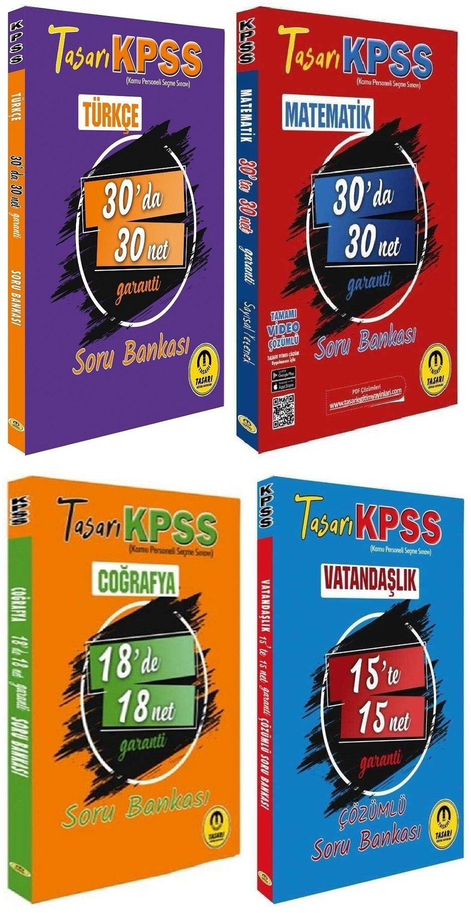 SÜPER FİYAT - Tasarı KPSS Türkçe+Matematik+Coğrafya+Vatandaşlık 93 de 93 Net Garanti Soru 4 lü Set Tasarı Yayınları