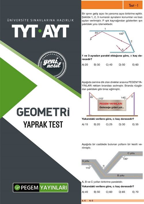 Pegem YKS TYT AYT Geometri Yaprak Test Pegem Akademi Yayınları