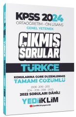 Yediiklim 2024 KPSS Lise Ortaöğretim Ön Lisans Türkçe Çıkmış Sorular Konularına Göre Çözümlü Yediiklim Yayınları