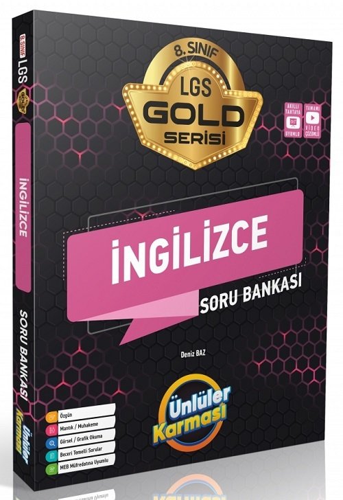 Ünlüler 8. Sınıf LGS İngilizce Ünlüler Karması Gold Soru Bankası Ünlüler Yayınları