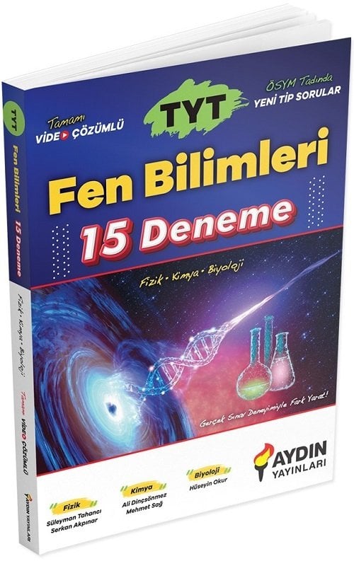 Aydın YKS TYT Fen Bilimleri 15 Deneme Video Çözümlü Aydın Yayınları