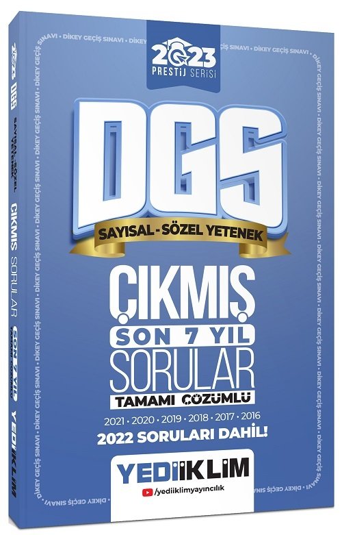 Yediiklim 2023 DGS Prestij Son 7 Yıl Çıkmış Sorular Çözümlü Yediiklim Yayınları