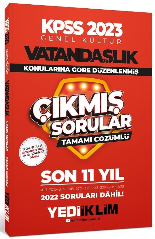 Yediiklim 2023 KPSS Vatandaşlık Konularına Göre Son 11 Yıl Çıkmış Sorular Çözümlü Yediiklim Yayınları