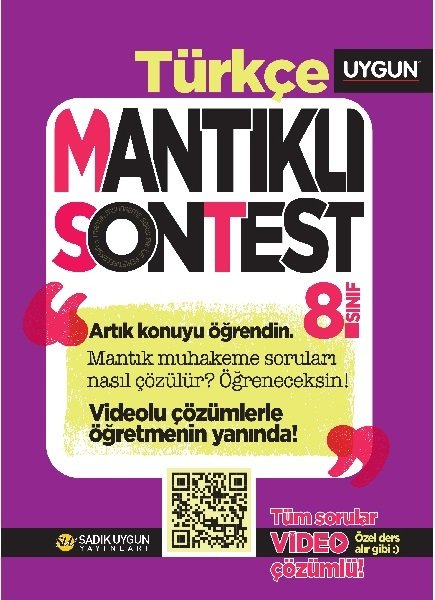 Sadık Uygun 8. Sınıf Türkçe Mantıklı Son Test Video Çözümlü Sadık Uygun Yayınları