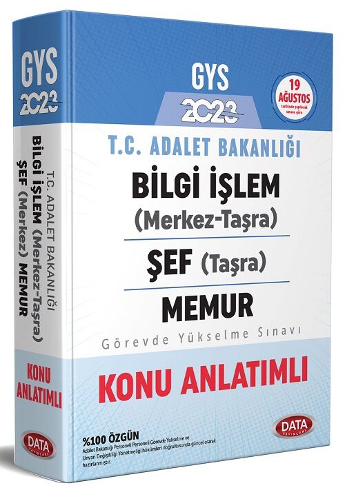 Data 2023 GYS Adalet Bakanlığı Bilgi İşlem, Taşra Şef, Memur Konu Anlatımlı Görevde Yükselme Data Yayınları