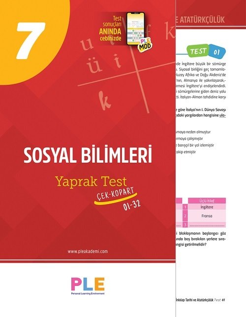 Birey PLE 7. Sınıf Sosyal Bilgiler 32 Yaprak Test Birey Yayınları