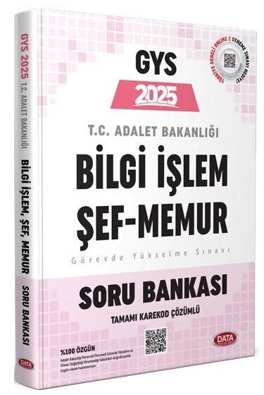 Data 2025 GYS Adalet Bakanlığı Bilgi İşlem, Şef, Memur Soru Bankası Görevde Yükselme Data Yayınları