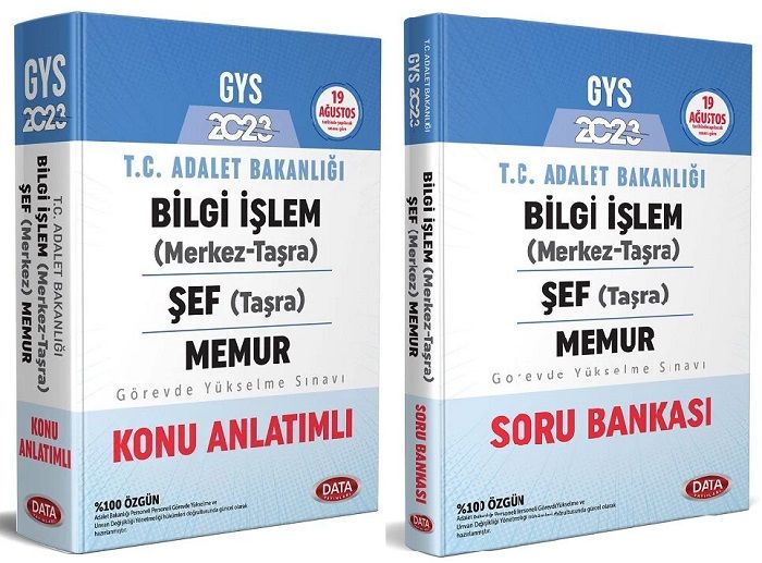 Data 2023 GYS Adalet Bakanlığı Bilgi İşlem, Taşra Şef, Memur Konu + Soru 2 li Set Görevde Yükselme Data Yayınları