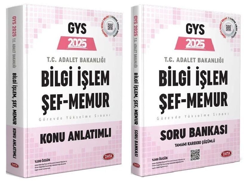 Data 2025 GYS Adalet Bakanlığı Bilgi İşlem, Şef, Memur Konu + Soru Bankası 2 li Set Görevde Yükselme Data Yayınları