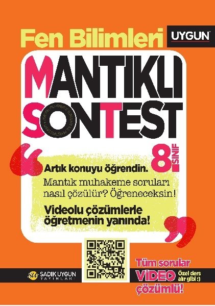 Sadık Uygun 8. Sınıf Fen Bilimleri Mantıklı Son Test Video Çözümlü Sadık Uygun Yayınları