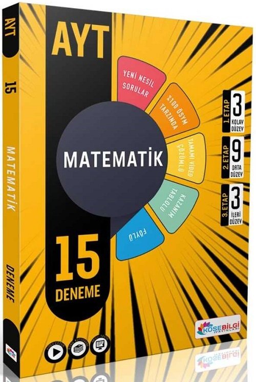 Köşebilgi YKS AYT Matematik 15 Deneme Video Çözümlü Köşebilgi Yayınları