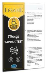 Efsane 8. Sınıf Türkçe Yaprak Test Efsane Yayınları