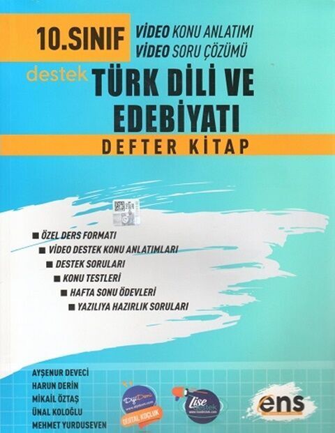 ENS Yayınları 10. Sınıf Türk Dili ve Edebiyatı Destek Defter Kitap ENS Yayınları