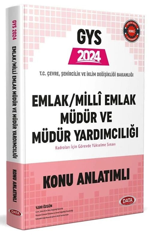 Data 2024 GYS Çevre Şehircilik Bakanlığı Emlak-Milli Emlak Müdür ve Yardımcılığı Konu Anlatımlı Görevde Yükselme Data Yayınları