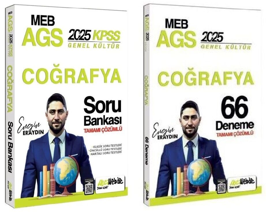 HocaWebde 2025 MEB-AGS Türkiye Coğrafyası Soru Bankası + 66 Deneme 2 li Set - Engin Eraydın HocaWebde Yayınları