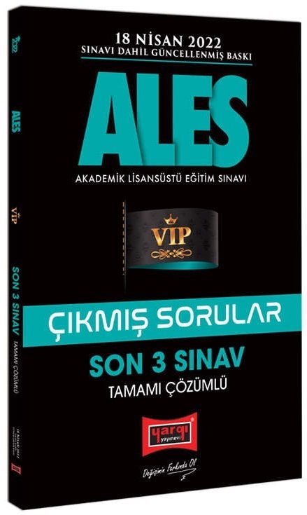 Yargı 2022 ALES VIP Çıkmış Sorular Son 3 Sınav Çözümlü Yargı Yayınları