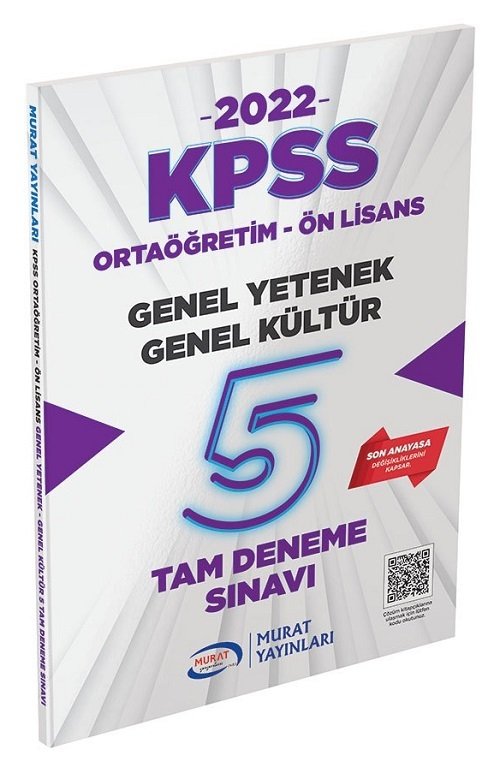 SÜPER FİYAT - Murat 2022 KPSS Lise Ortaöğretim Ön Lisans 5 Deneme PDF Çözümlü Murat Yayınları