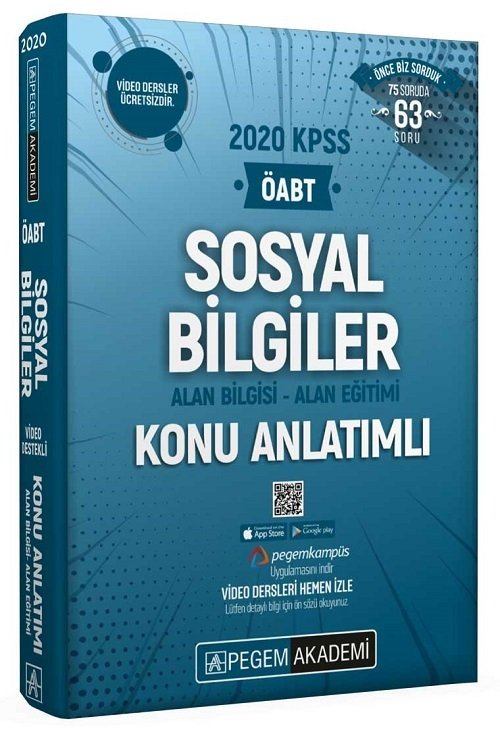 Pegem 2020 ÖABT Sosyal Bilgiler Konu Anlatımlı Video Destekli Modüler Set 3 Kitap Pegem Akademi Yayınları