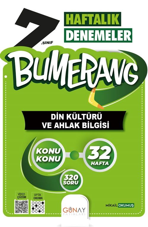 Günay 7. Sınıf Din Kültürü ve Ahlak Bilgisi Bumerang Konu Konu Haftalık Denemeler Günay Yayınları