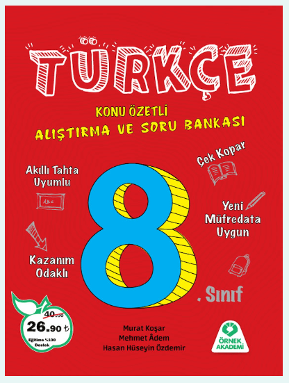 Örnek Akademi 8. Sınıf Türkçe Konu Özetli Araştırma ve Soru Bankası Örnek Akademi Yayınları