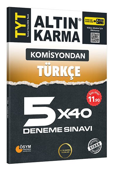 Altın Karma YKS TYT Komisyondan Türkçe 5x40 Deneme Video Çözümlü Altın Karma Yayınları