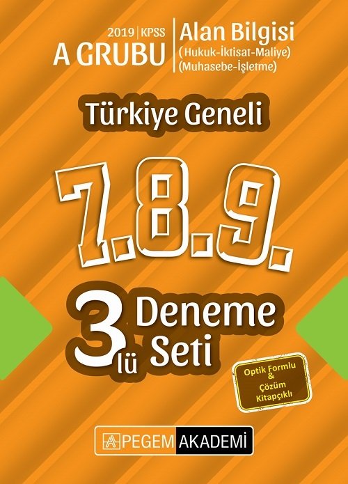 Pegem 2019 KPSS A Grubu Türkiye Geneli 3 Deneme (7.8.9) Pegem Akademi Yayınları