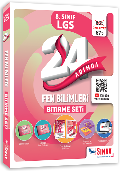 Sınav 8. Sınıf LGS 24 Adımda Fen Bilimleri Bitirme Seti Sınav Yayınları