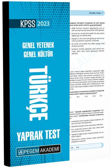 SÜPER FİYAT - Pegem 2023 KPSS Türkçe Yaprak Test Pegem Akademi Yayınları