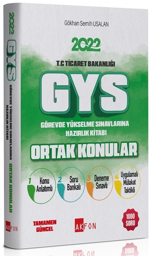 Akfon 2022 GYS TC Ticaret Bakanlığı Görevde Yükselme Sınavlarına Hazırlık Kitabı Görevde Yükselme Akfon Yayınları