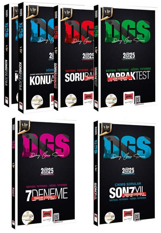 Yargı 2025 DGS VIP Konu + Soru Bankası + Yaprak Test + 7 Deneme + Son 7 Yıl Çıkmış Sorular 5 li Set Yargı Yayınları