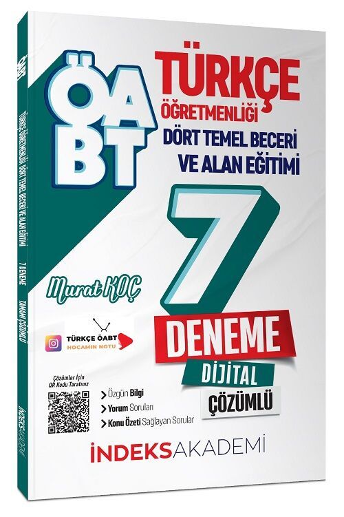 İndeks Akademi ÖABT Türkçe Dört Temel Beceri ve Alan Eğitimi 7 Deneme PDF Çözümlü - Murat Koç İndeks Akademi Yayıncılık