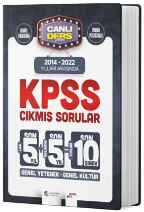 Akademi Denizi 2024 KPSS Lise Ön Lisans Çıkmış Sorular Son 5 Sınav Çözümlü Akademi Denizi